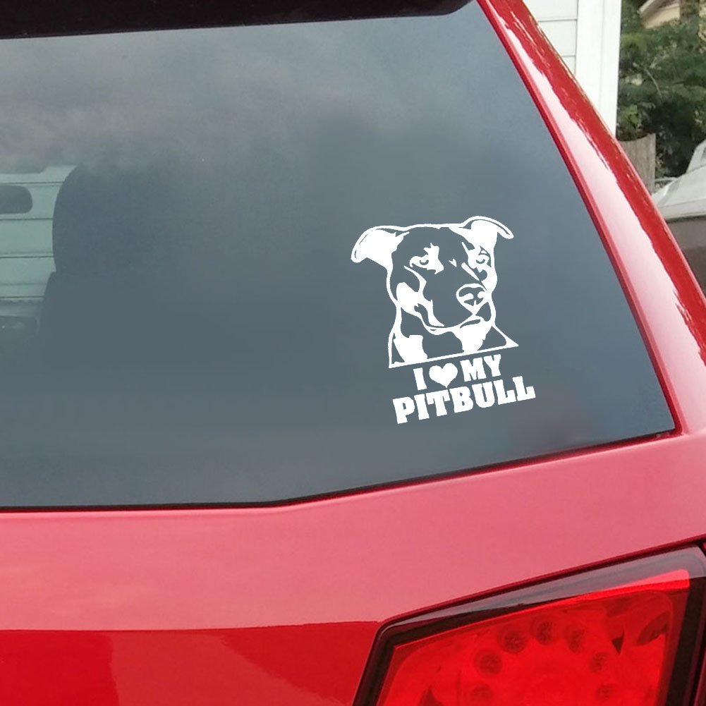 Bộ 5 Sticker Chữ I Love My Pitbull Dán Trang Trí Xe Hơi