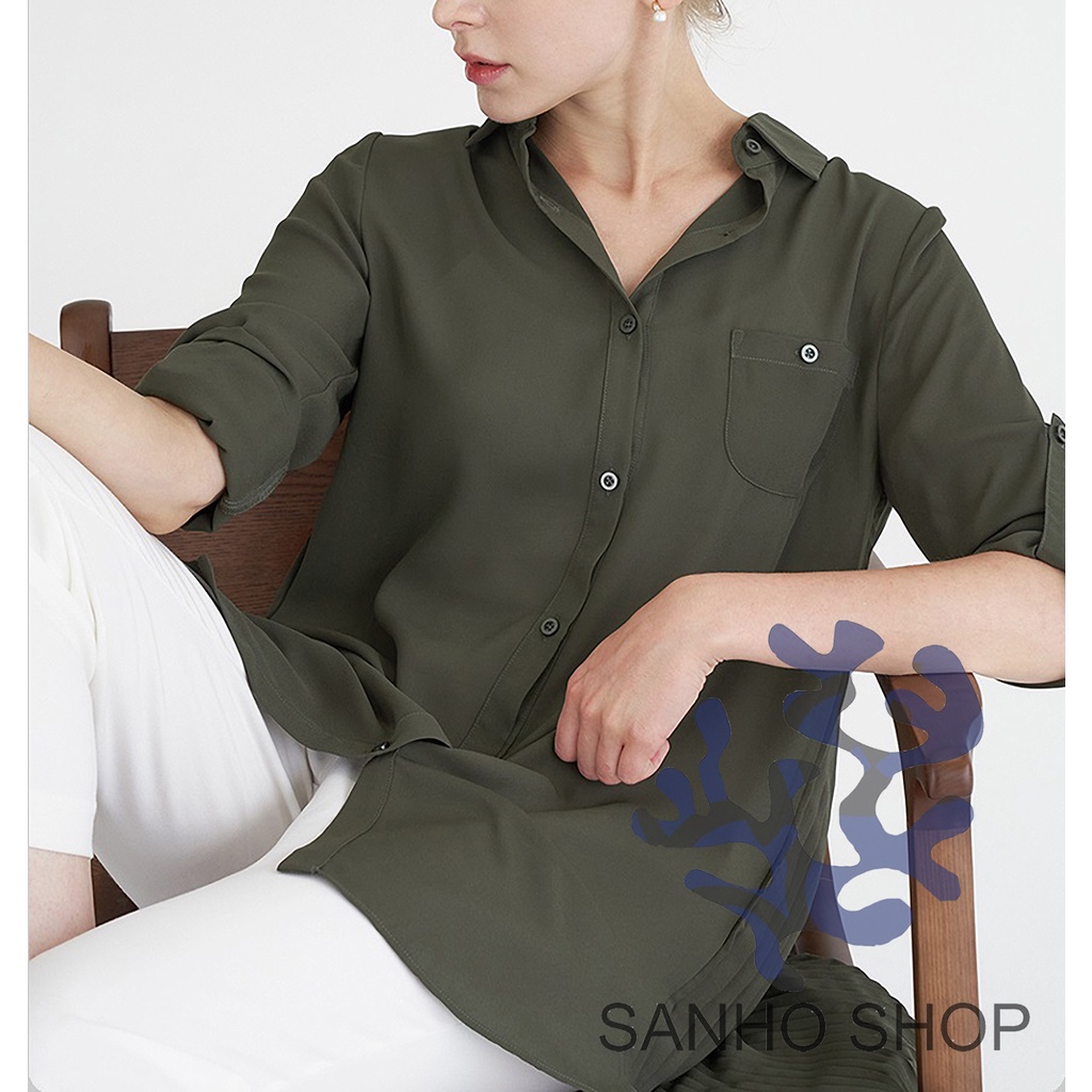 ÁO L4R4SSE PLEATED R0LL-UP