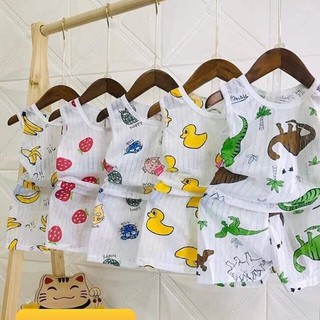 Com bo 5 bộ ba lỗ cotton giấy cho bé 4-14kg