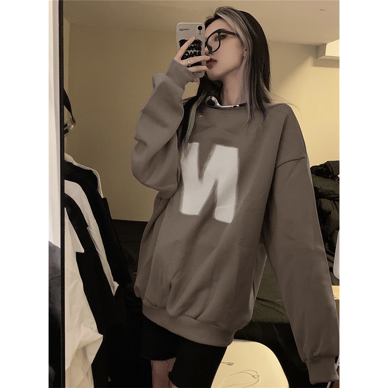 Áo sweater dáng rộng phong cách Mỹ thời trang dành cho nữ