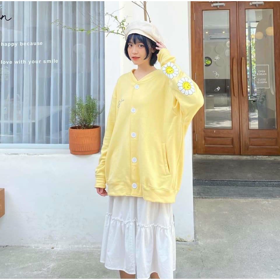 ÁO KHOÁC NỮ, ÁO KHOÁC Cardigan THUN NỈ NGOẠI BÔNG CÚC SIÊU DỄ THƯƠNG