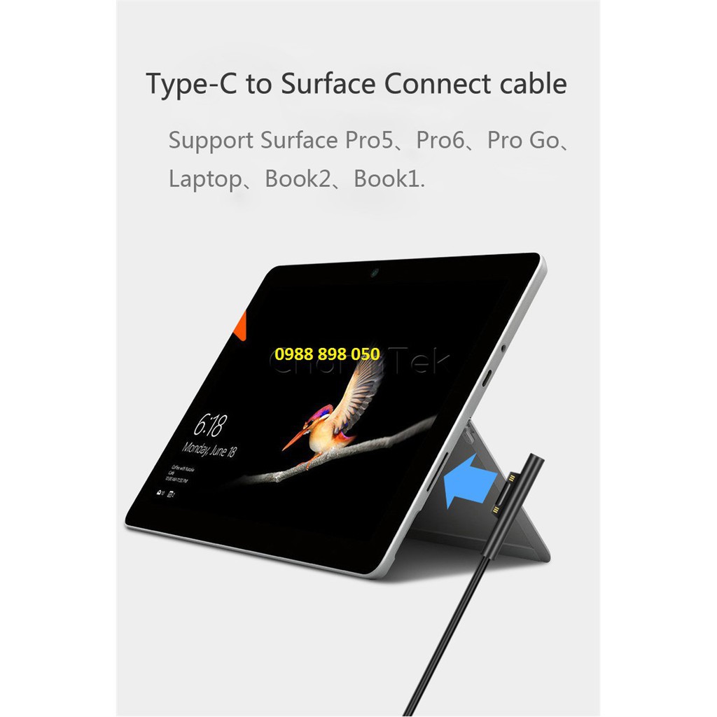 BẢO HÀNH 1 ĐỔI 1 BỘ DÂY CHUYỂN CHÂN SẠC TYPE C SANG ĐẦU SURFACE Pro3, Pro4, Pro5, Pro6, Book2, Book1