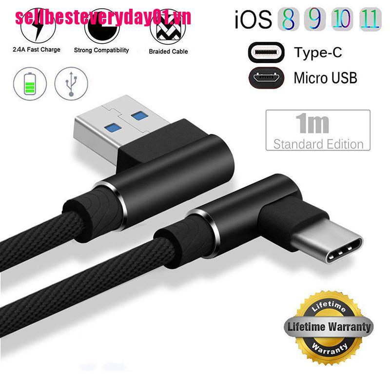 Cáp Sạc Nhanh C / IOS / Micro USB 90 Chất Lượng Cao