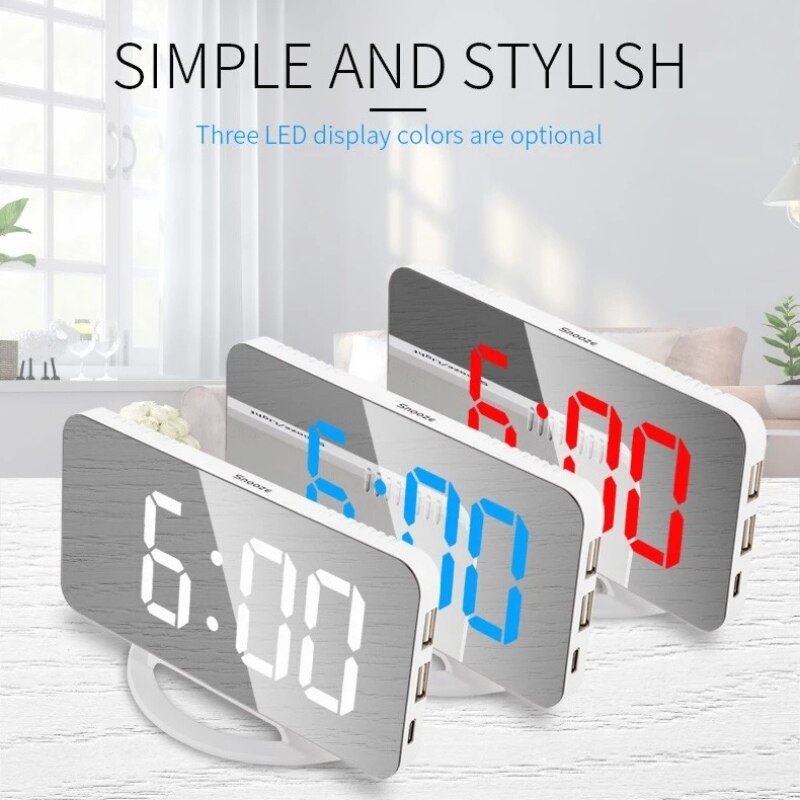 Đồng Hồ Báo Thức Kỹ Thuật Số Mặt Gương Led Để Bàn Trang Trí Nội Thất