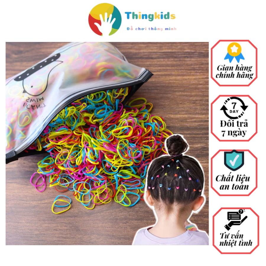 Túi Chun Buộc Tóc Phong Cách Hàn Quốc Set 500 Sợi - Thingkids