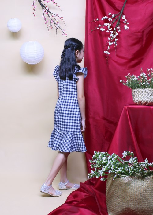 Đầm xoe thời trang Jadiny cho bé gái họa tiết caro