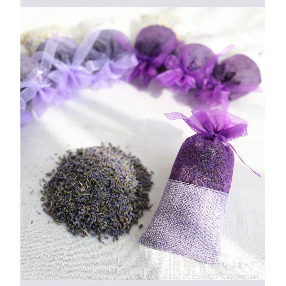 Túi thơm nụ hoa khô Lavender cao cấp, dùng treo xe ô tô, tủ quần áo, góc làm việc, hương thơm dịu nhẹ