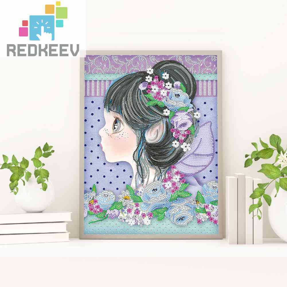 Bộ Tranh Đính Đá 5D DIY Hình Cô Gái Elf Để Trang Trí Nhà