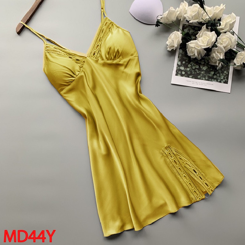 Áo Đầm Ngủ Hai Dây Mặc Nhà Lụa Mềm Mịn AMANTA AMTD44
