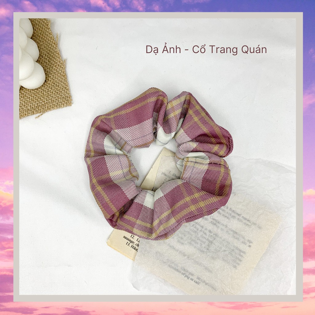 Scrunchies Caro Scrunchies Trơn Cột tóc Dây cột tóc Cột tóc vải Dây buộc tóc voan