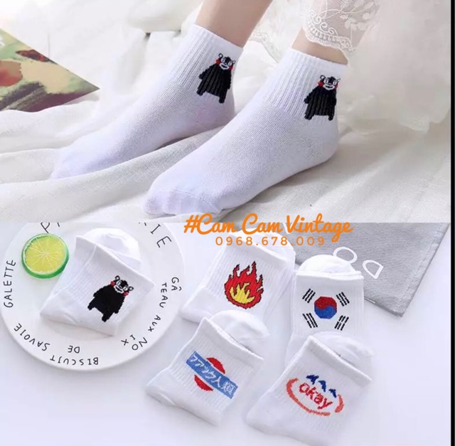 Tất vớ cổ cao nữ vớ cổ cao nam ulzzang Maruko Style Hàn Quốc ngộ nghĩnh