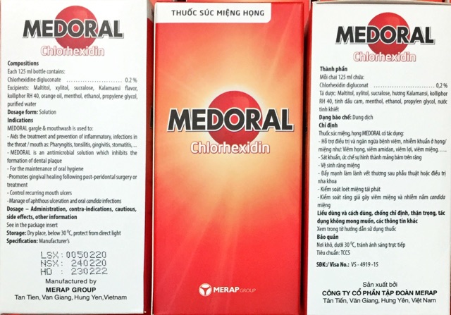 Thuốc súc miệng họng Medoral chai 250ml