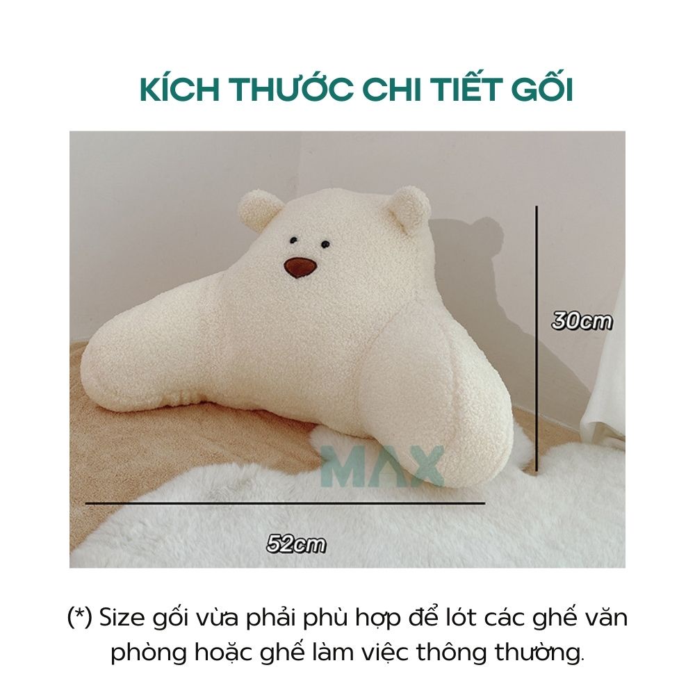 Gối lót ghế ngồi, gối tựa lưng văn phòng hình gấu xinh xắn hoặc dùng decor phòng KT 52*30cm