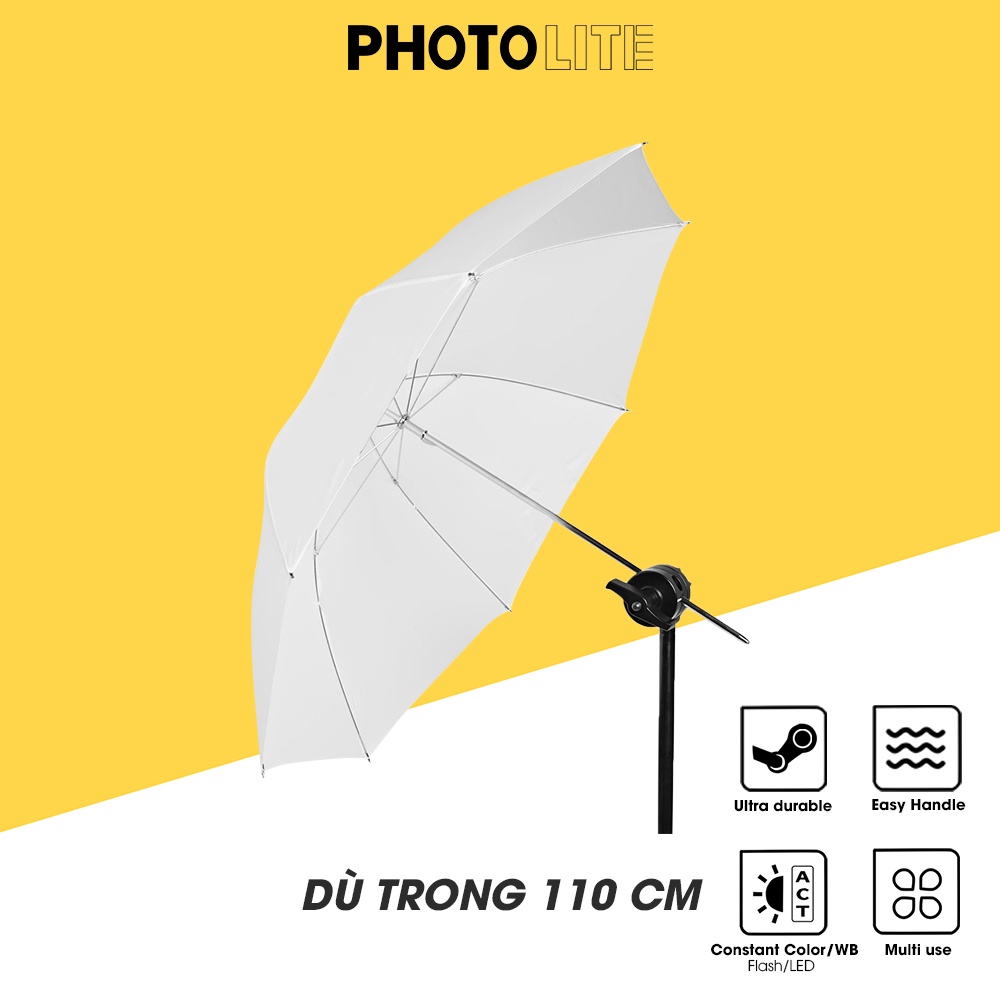 Umbrella ô tản sáng trong 110 cm Photolite PA152 làm mềm ánh sáng chụp ảnh đèn Flash/Led