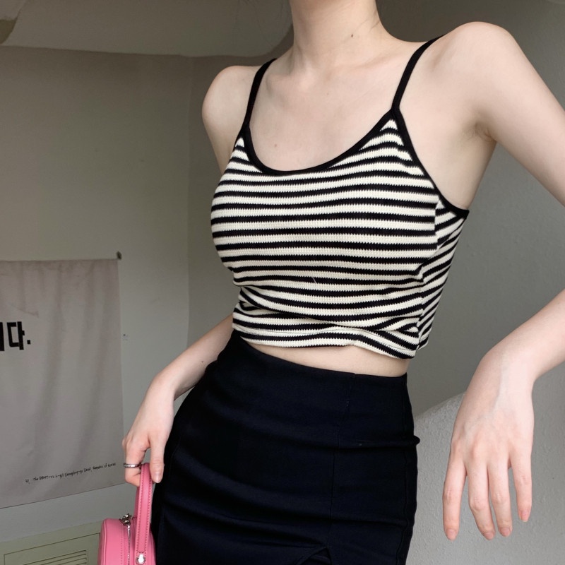 Áo Hai Dây Kẻ Sọc Thời Trang Mùa Hè Quyến Rũ Cho Nữ