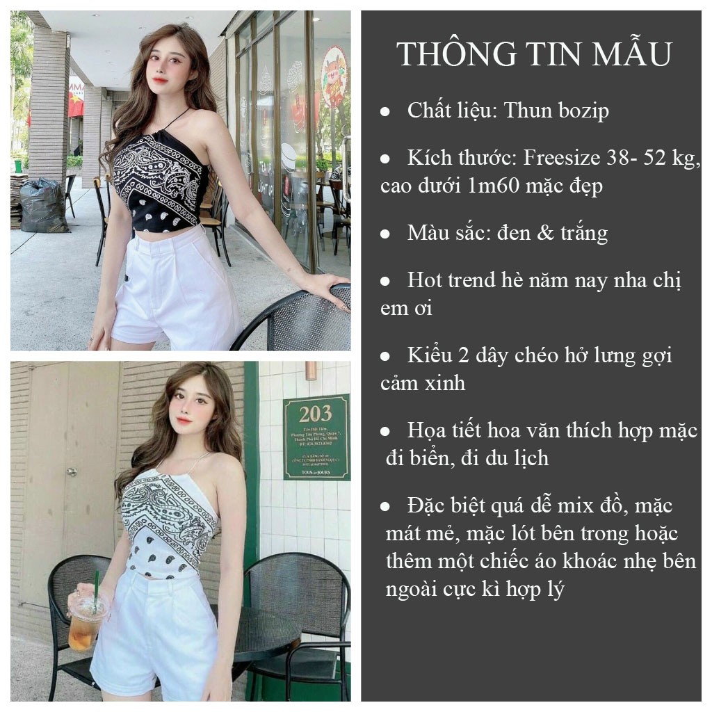 Áo yếm thổ cẩm 2 dây chéo VIETCEN áo yếm hở lưng đi biển du lịch mùa hè mát mẻ | BigBuy360 - bigbuy360.vn