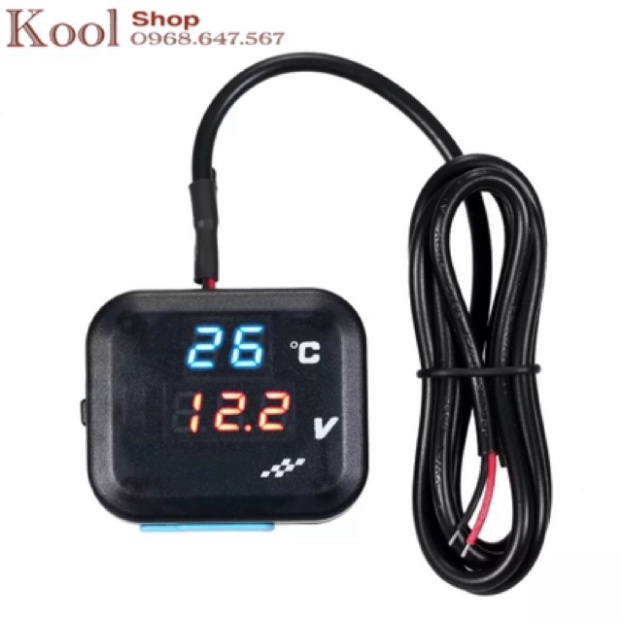 Nhiệt Độ Kỹ Thuật Số Màn Hình Bút Thử Điện Xe Máy Vôn Kế Nhiệt Kế Đầu Báo Điện Áp Đo Xanh/Đỏ Đèn Màn Hình Hiển Thị LED