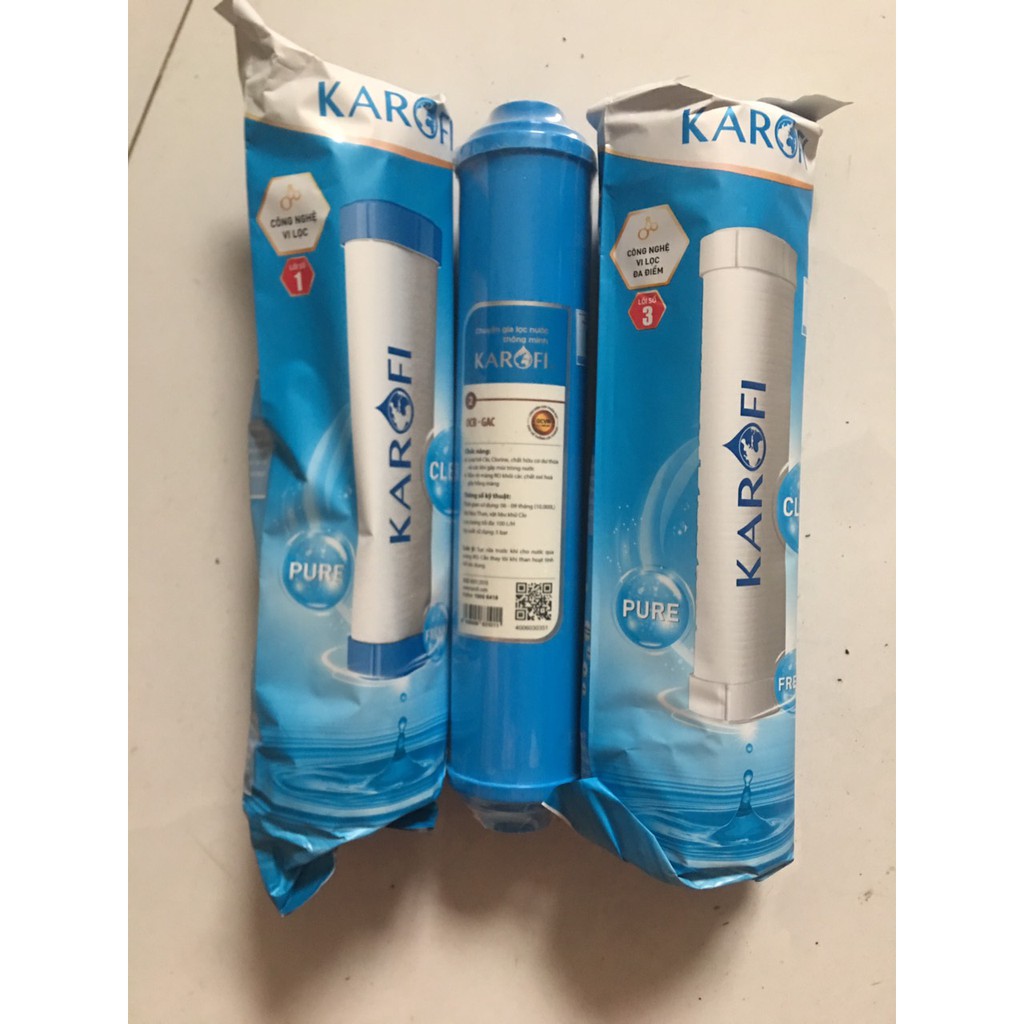 Bộ lõi 123 Karofi hàng chính hãng ,dùng thay cho Máy lọc nước RO Karofi B930, E8RO,N-e118
