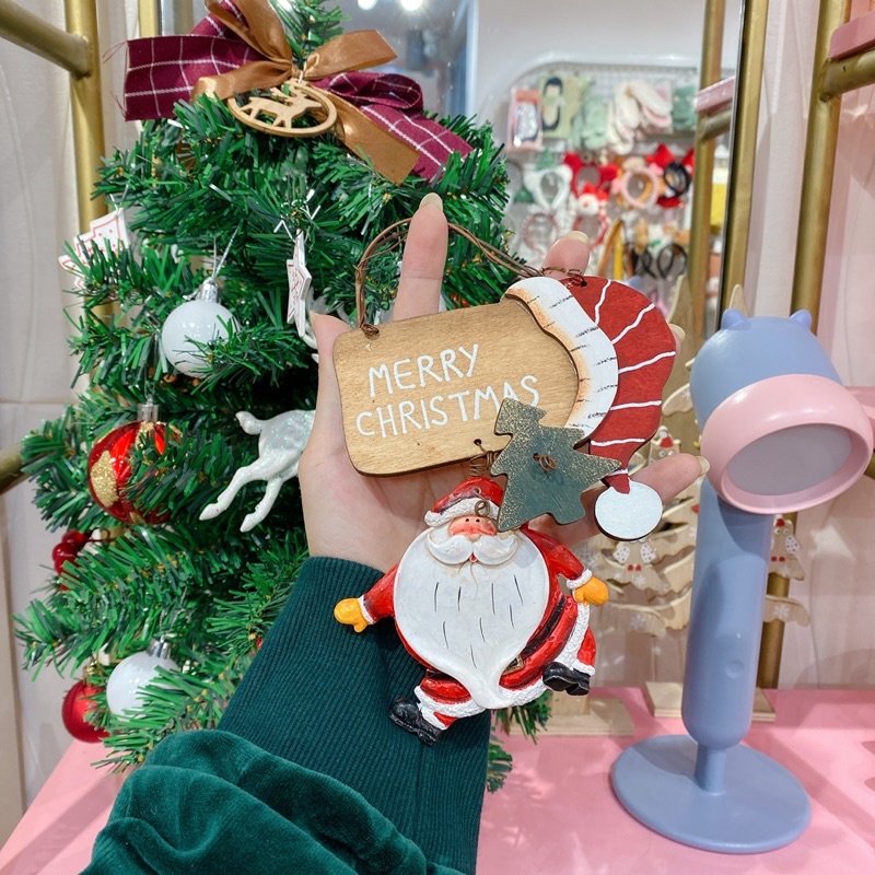 Bảng treo trang trí giáng sinh ông già Noel - Ảnh thật shop chụp