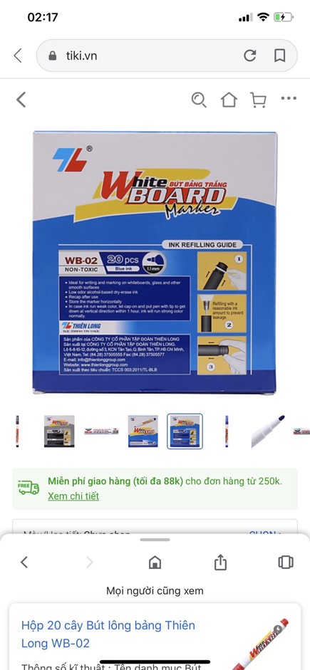 Bút lông bảng nhỏ WB-02 (set 2 cây) - văn phòng phẩm