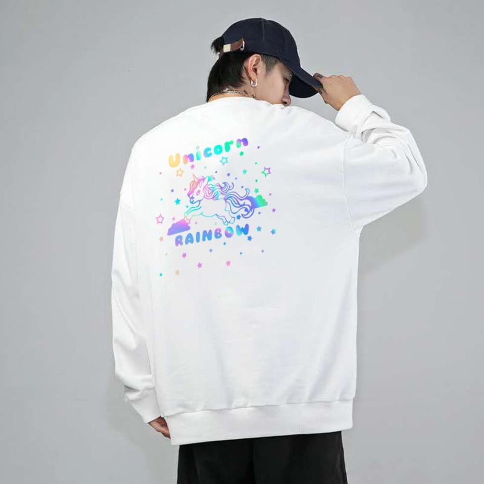 Áo Sweater Unicorn Rainbow Phản Quang, Aó Nỉ Dài Tay Nam Nữ Cá Tính - AS89