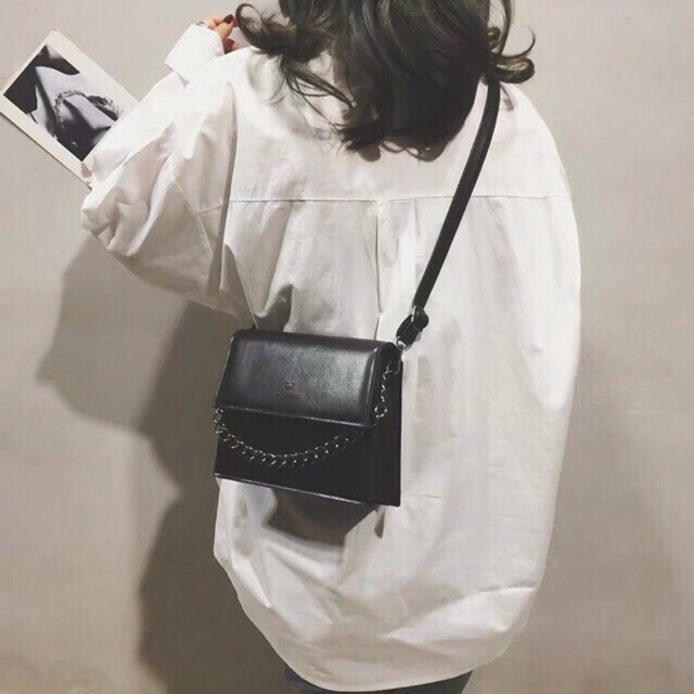 Túi xách nữ đeo chéo đi chơi giá rẻ thời trang Hàn Quốc dây phối khăn nơ Cúc Tròn