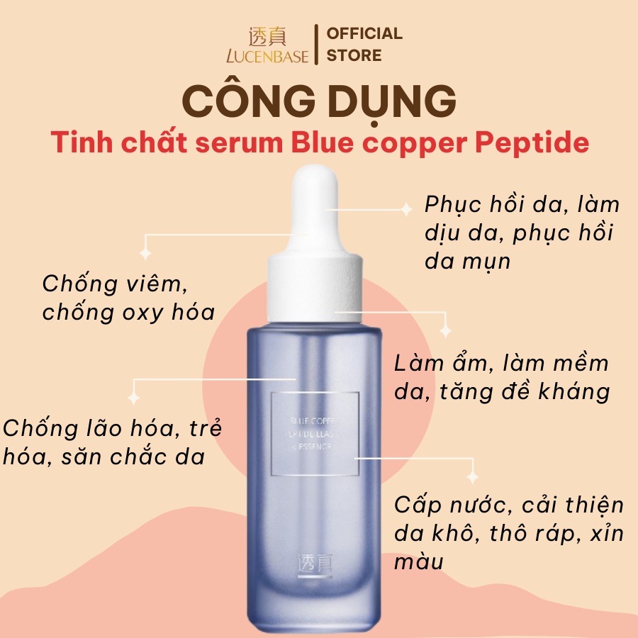 Tinh chất serum blue copper peptide LUCENBASE cấp ẩm, giảm viêm đỏ 30ml