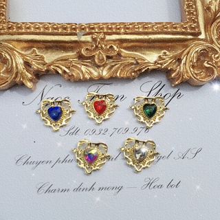 Charm trái tim cổ điển đủ màu đính móng