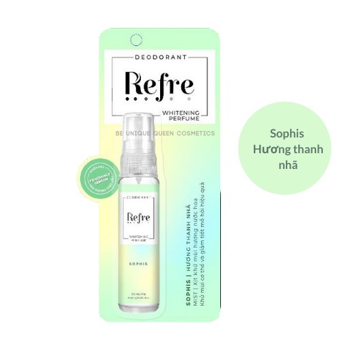 [Mẫu Mới] Xịt khử mùi Refre dưỡng trắng hương nước hoa Refre 30ml