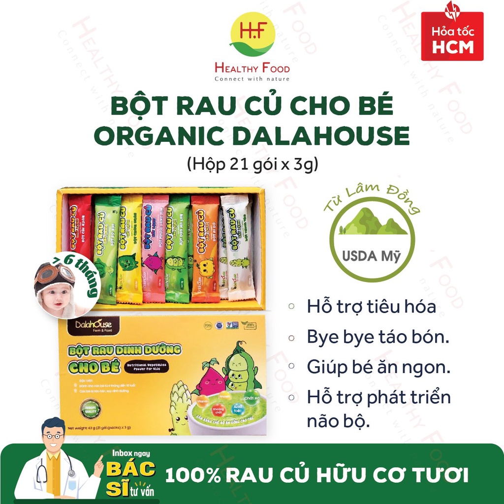 Combo Bột Rau Dinh Dưỡng Ăn Dặm Cho Bé Dalahouse (Hộp 21 gói x 7 vị) - Hoàn toàn tự nhiên, An Toàn, Dễ sử dụng