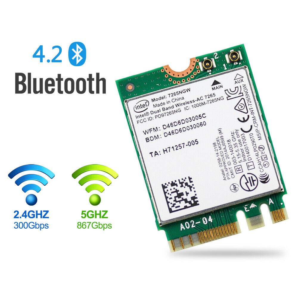 Card WiFi Laptop Intel 7260NGW 7265NGW AN chuẩn N có Blueooth 4.2