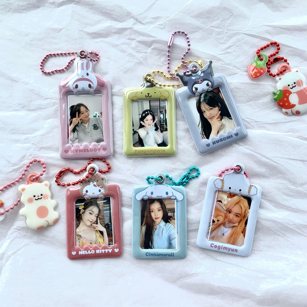 Móc Khóa Đựng Thẻ Ảnh Mini Hình Sanrio Kuromi Kitty Kpop