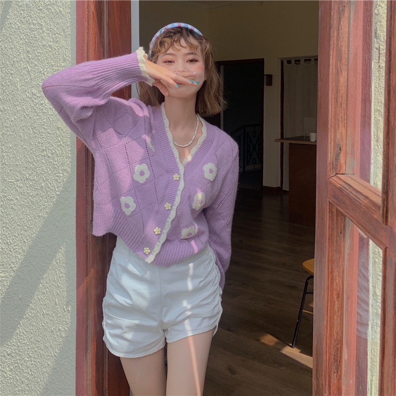 Áo Khoác Cardigan Len Dệt Kim Tay Dài Dáng Rộng Thời Trang Mùa Xuân Phong Cách Hàn Quốc Cho Nữ