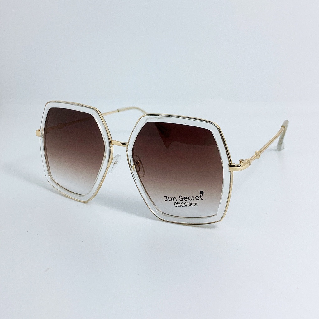 Kính mát nam nữ lục giác thời trang gọng kim loại Jun Secret chống tia UV JS86A96