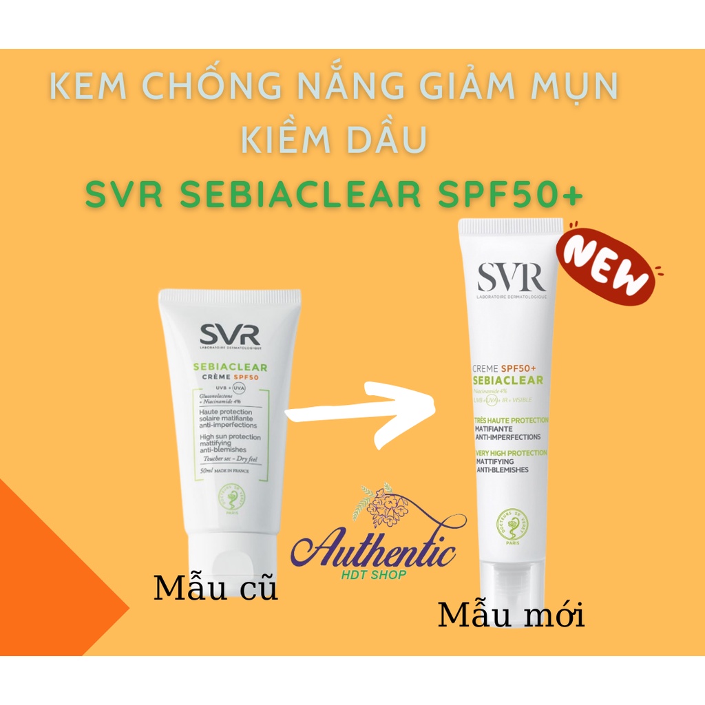 (Có sẵn) Kem chống nắng cho da dầu mụn S.V.R Sebiaclear Cream SPF50 (Bill Pháp Nội Địa)