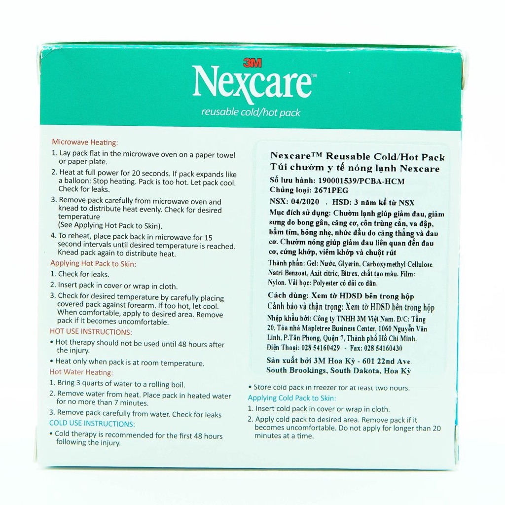 Túi chườm nóng lạnh Nexcare 3M 10x25cm - Gel không chai cứng, keo không rò rỉ, có thể sử dụng nhiều lần 2671PEG