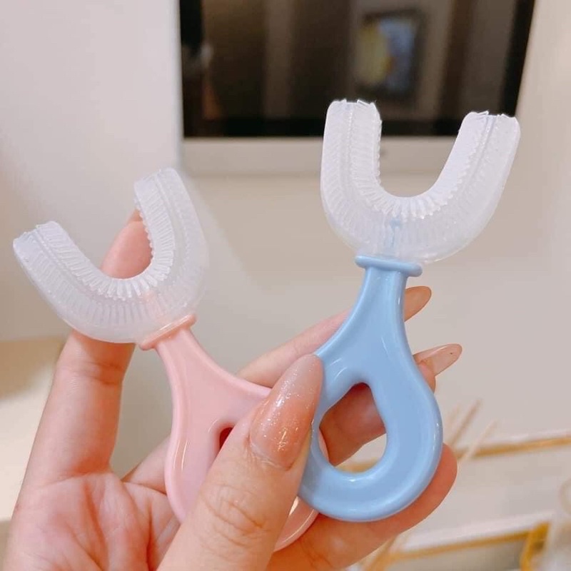 Bàn chải Silicone chữ U, Bàn chải tập đánh răng an toàn cho bé (1,5 tuổi trở lên)