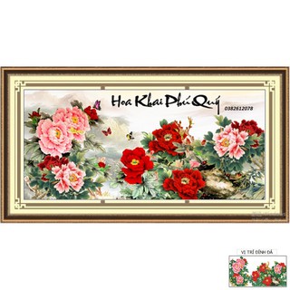 Tranh đính đá Hoa Khai Phú Quý LV541 Kích thước 120X60cm