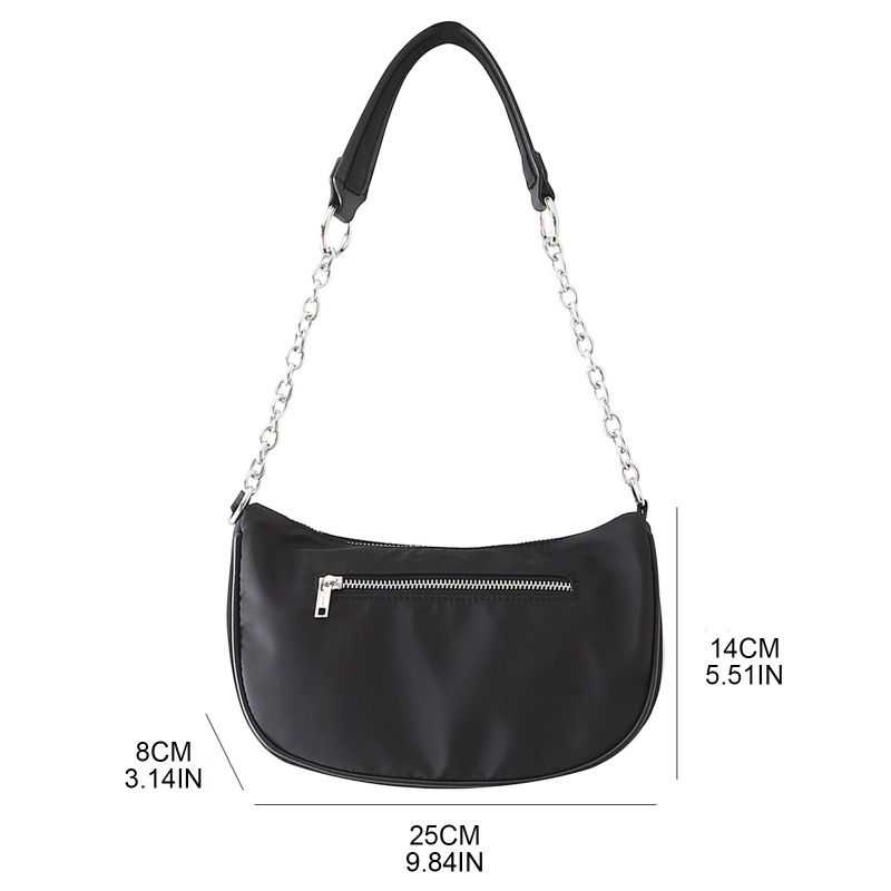 Túi Đeo Vai Màu Đen Có Khóa Kéo Phong Cách Đường Phố