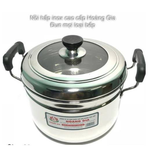 Nồi Hấp 1 tầng 1 đáy inox 304 Hoàng Gia + 1 vỉ hấp