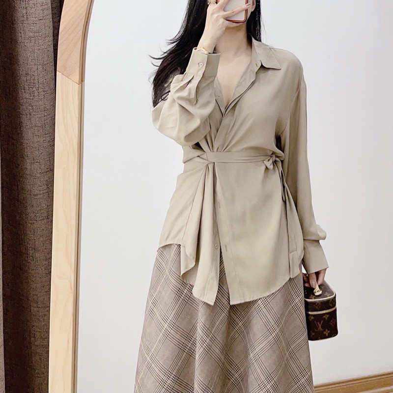 [Mã WASKT304 giảm 15% tối đa 30K đơn 99K] ( Ảnh thật ) A0436 Sơ mi dây buộc kittin