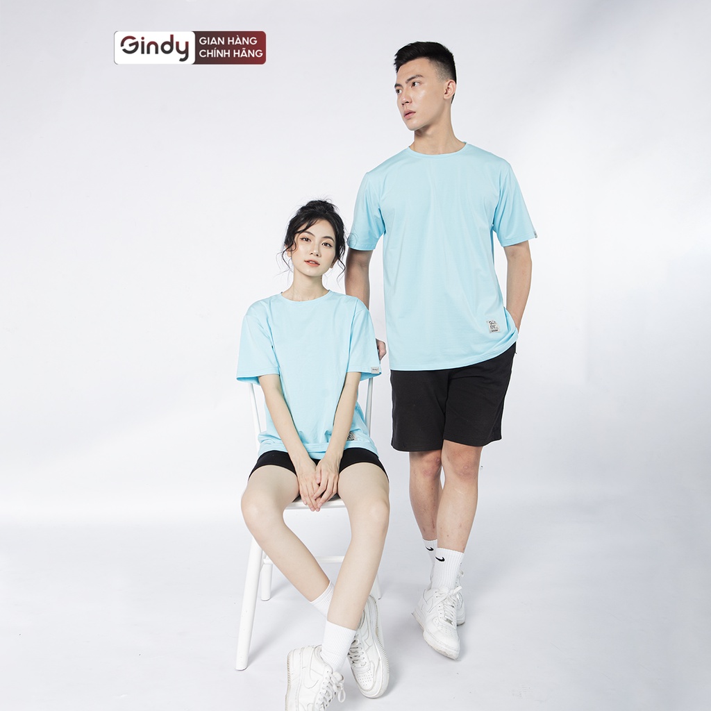Áo phông cotton thun trơn unisex GINDY nữ tay lỡ cổ tròn form rộng dáng basic thoáng mát, co giãn 4 chiều A038