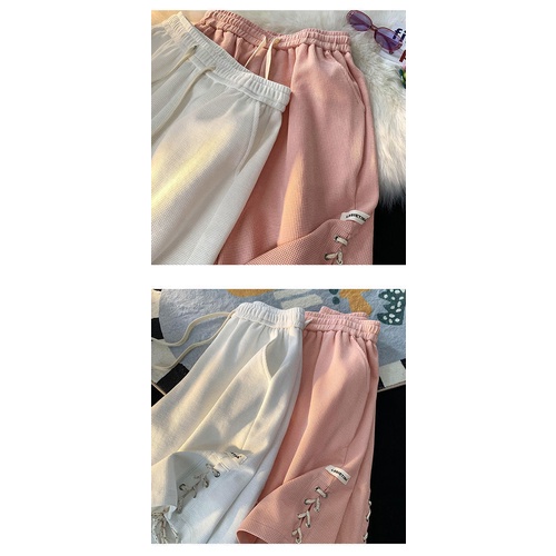 Quần Short Thể Thao Ống Rộng Lưng Cao Buộc Dây Thời Trang Mùa Hè Cho Nữ