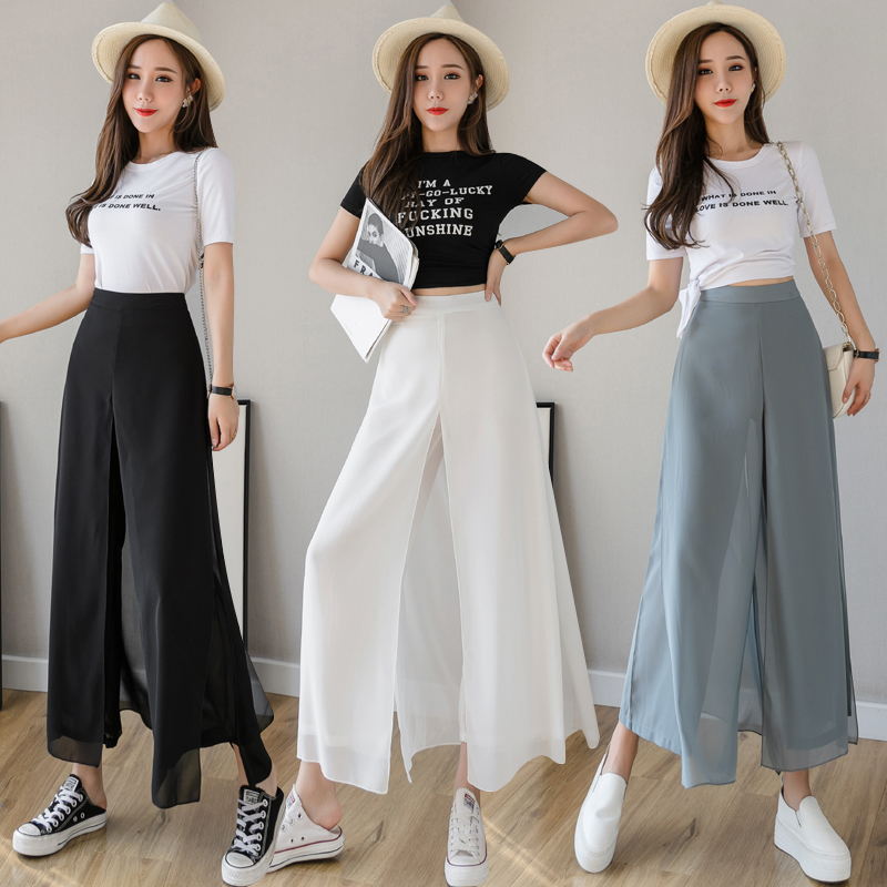 Real shot spot summer new ladies trousers, chiffon trousers, wide-leg pants, nine-point pants | WebRaoVat - webraovat.net.vn