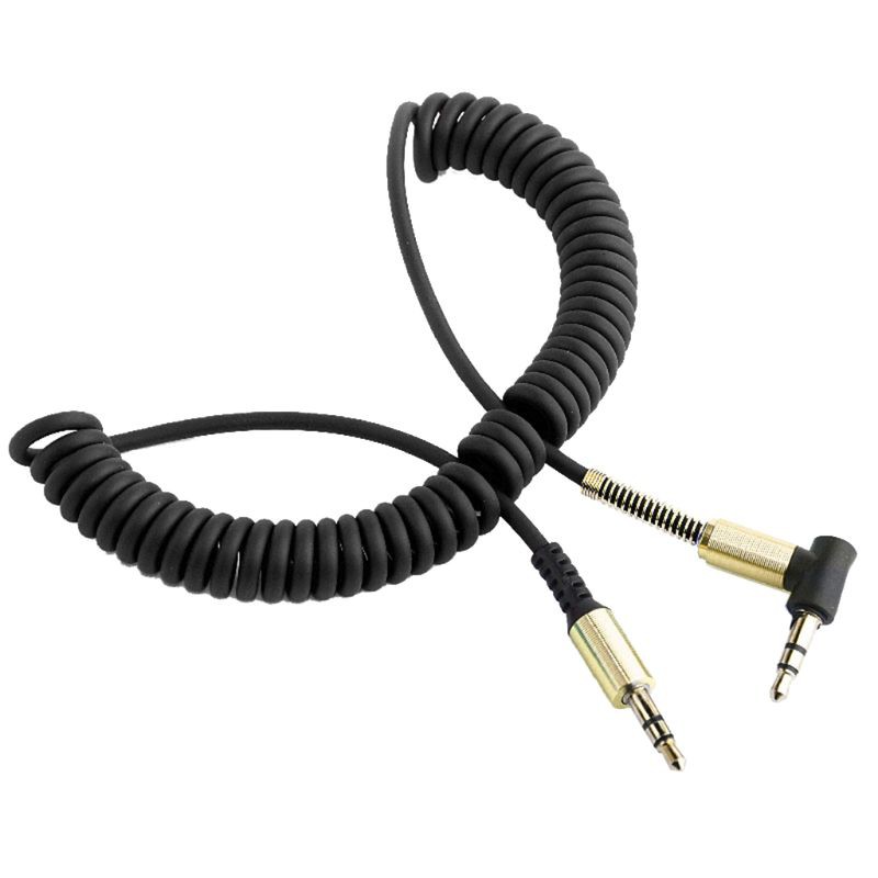 Cáp Aux Lò Xo Mạ Vàng 90 Độ Kèm Mic 3.5mm
