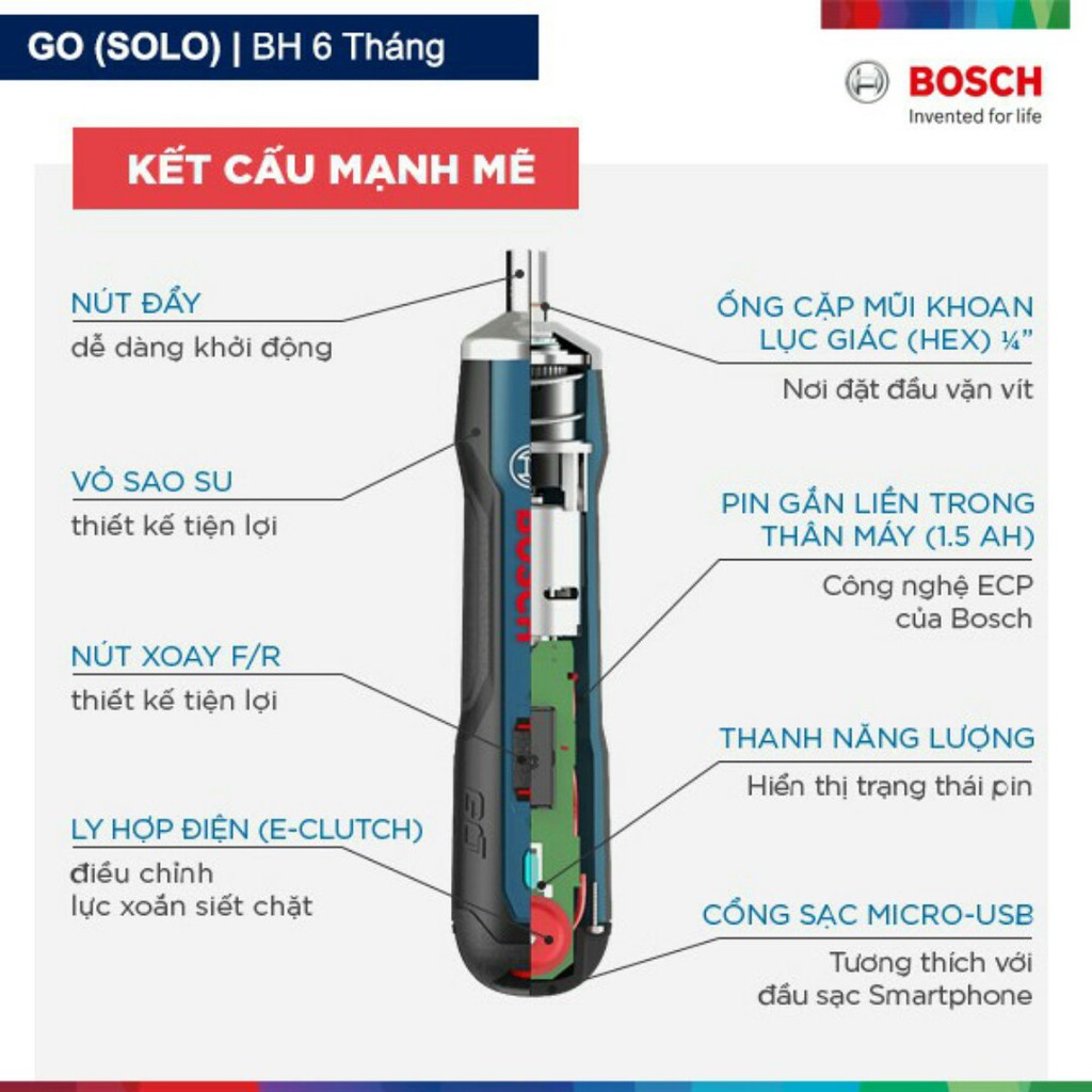 Bộ máy vặn vít dùng pin Bosch go solo