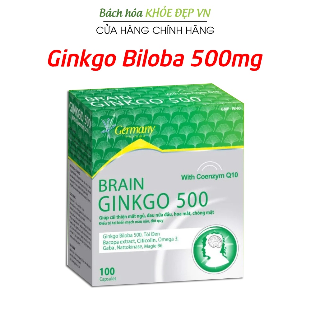 Bổ não Ginkgo Biloba 500mg giảm mất ngủ, đau đầu, hoa mắt, chóng mặt - 100 viên