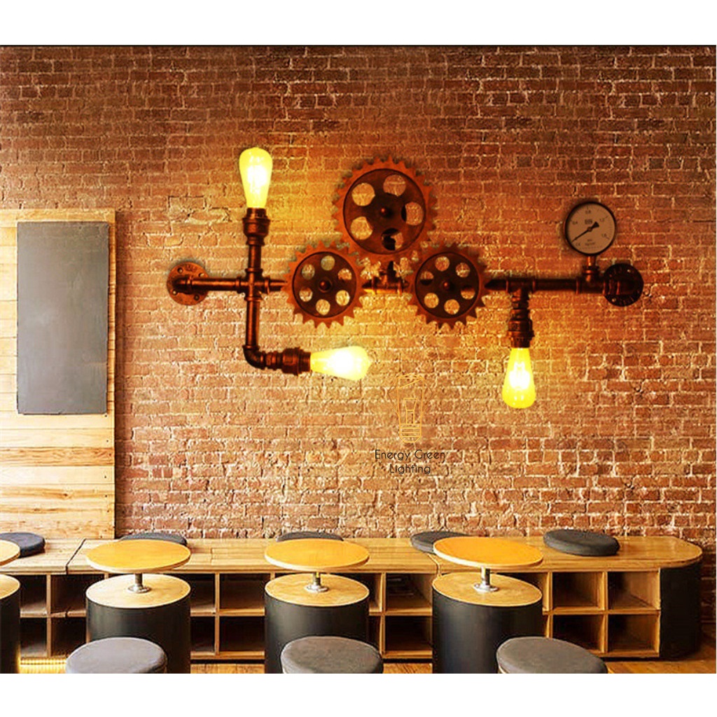Đèn Tường Energy Green Lighting Retro DT-9040 - Hình Ống Nước,Bánh Răng Chuyển Động - Kiểu Dáng Cổ Điển