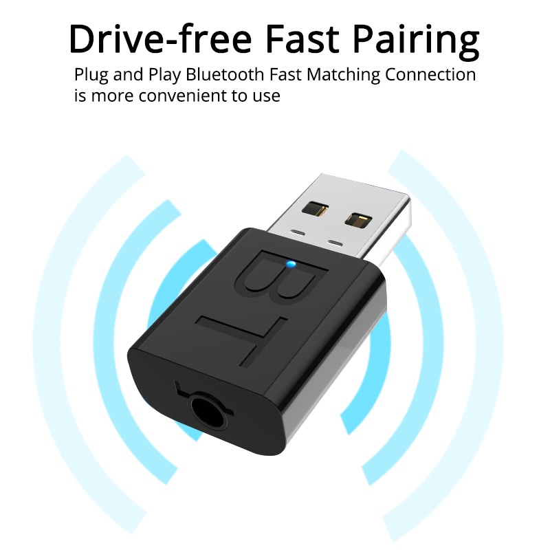Usb Nhận Tín Hiệu Âm Thanh bluetooth 5.0 2 Trong 1 Kèm Dây Cáp 3.5mm Cho TV / PC