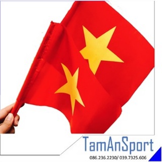 Cờ Tổ quốc cầm tay- Cờ cổ vũ thể thao vẫy có cán vải satan đẹp